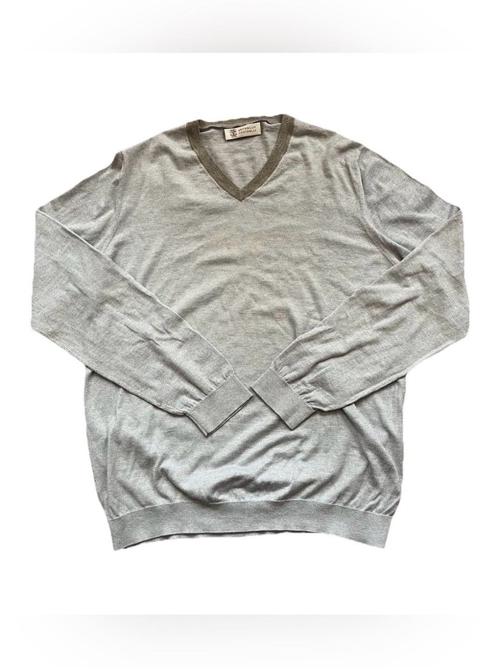 Brucello Cucinelli Men’s Cotton V-neck Sweater Italy Size 50 Medium Light Blue - Picture 2 of 15